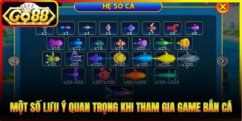 Một số lưu ý quan trọng khi tham gia game bắn cá