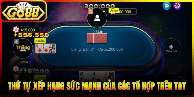 Thứ tự xếp hạng sức mạnh của các tổ hợp trên tay