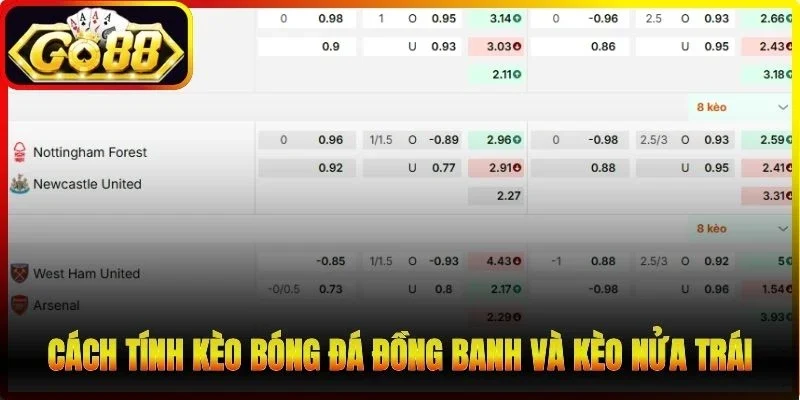 Cách tính kèo bóng đá đồng banh và kèo nửa trái