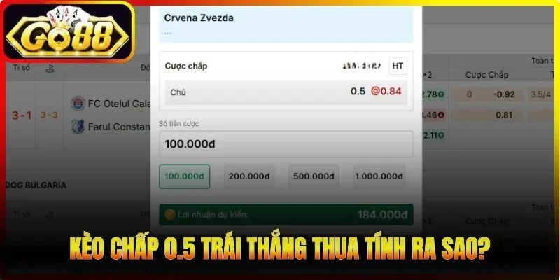 Kèo chấp 0.5 trái thắng thua tính ra sao?
